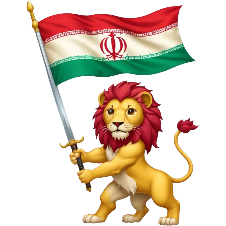 Iran flag with lion holding sword emoji