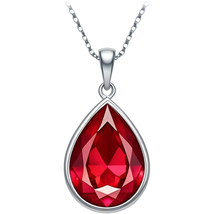 close-up of a ruby's fiery core in a teardrop pendant, glowing intensely emoji