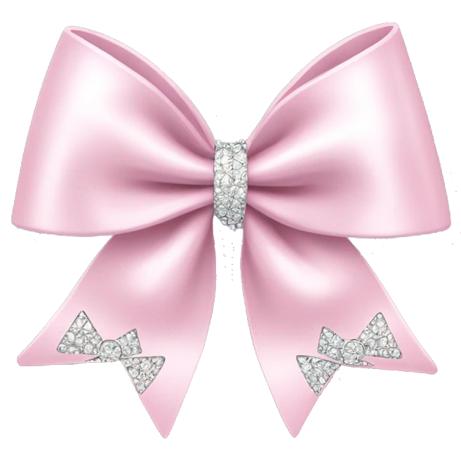A pale pink cheer bow with diamonds on emoji