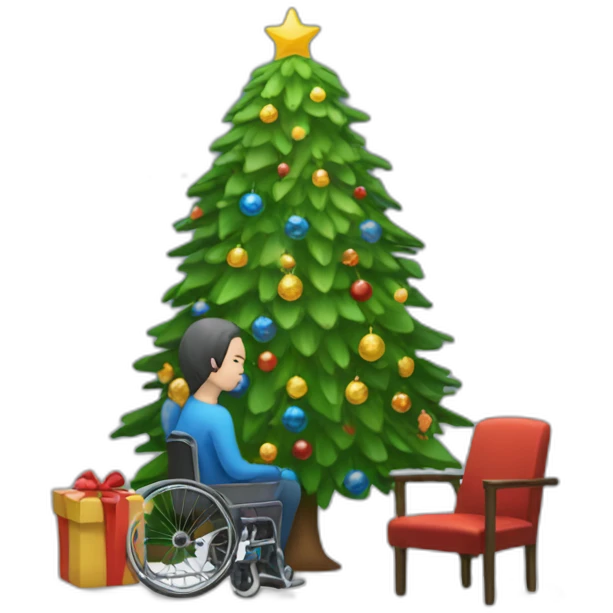 Disabled-person-next-to-christmas-tree emoji