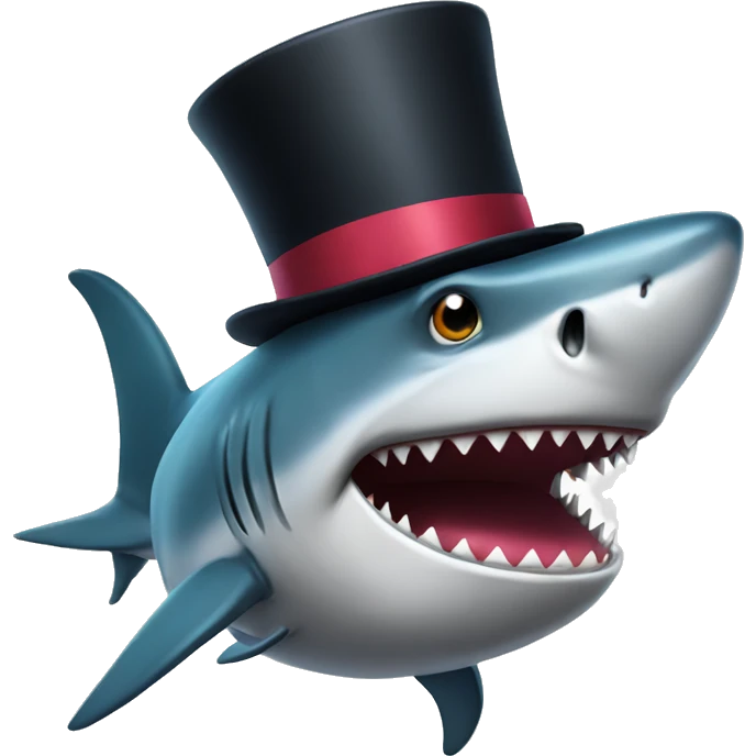 Shark with a top hat emoji