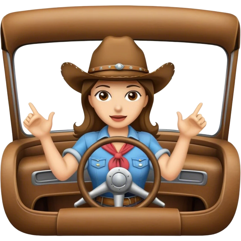 Cowgirl behind steering wheel emoji