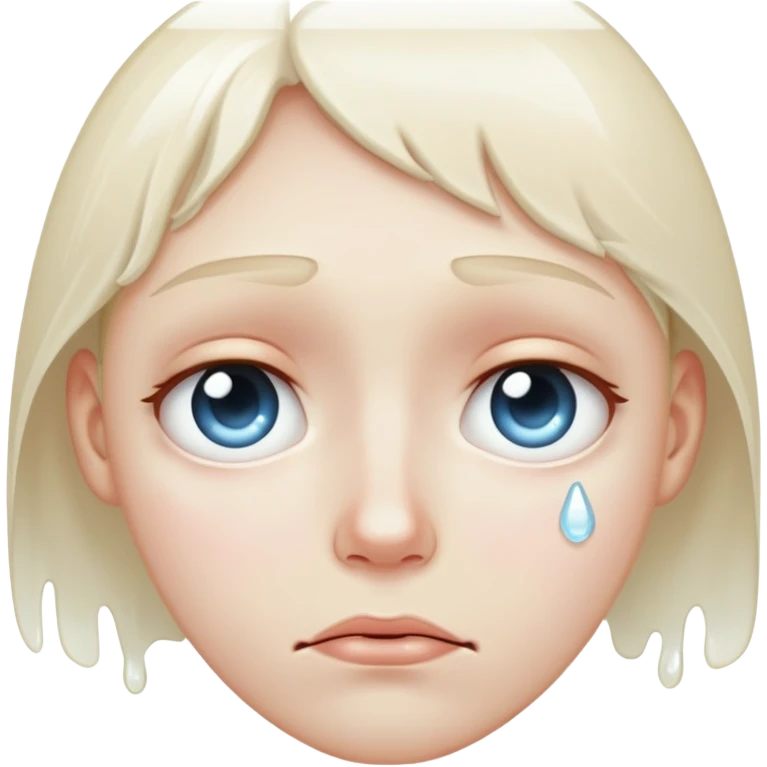 plain face with tear dripping emoji