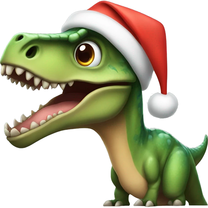 dinosaur with santa hat emoji