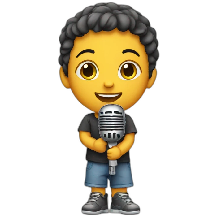 child with microphone emoji