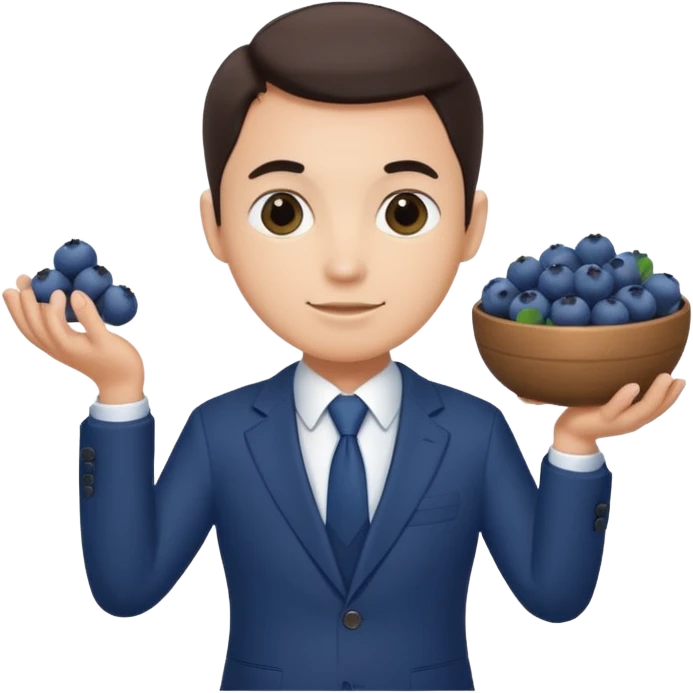 blueberries with a person in a suit emoji
