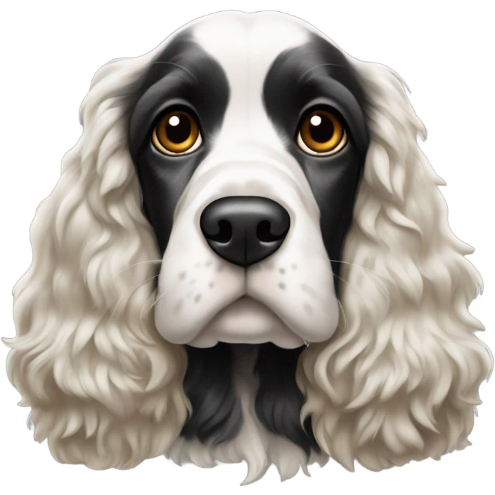A black and white fully grown Cocker Spaniel emoji
