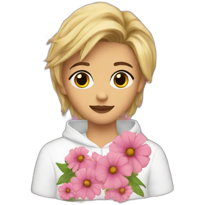hailey beiber with flowers emoji