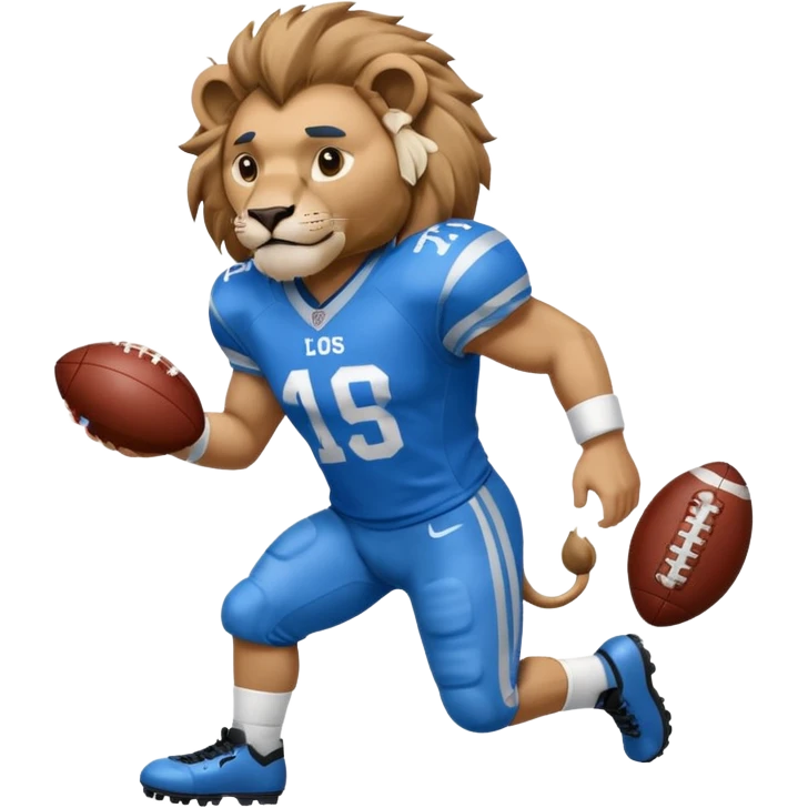 full blue color lion, wearing american football jersey emoji
