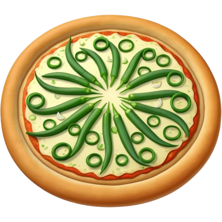 crispy pizza base with fresh green garlic scapes emoji