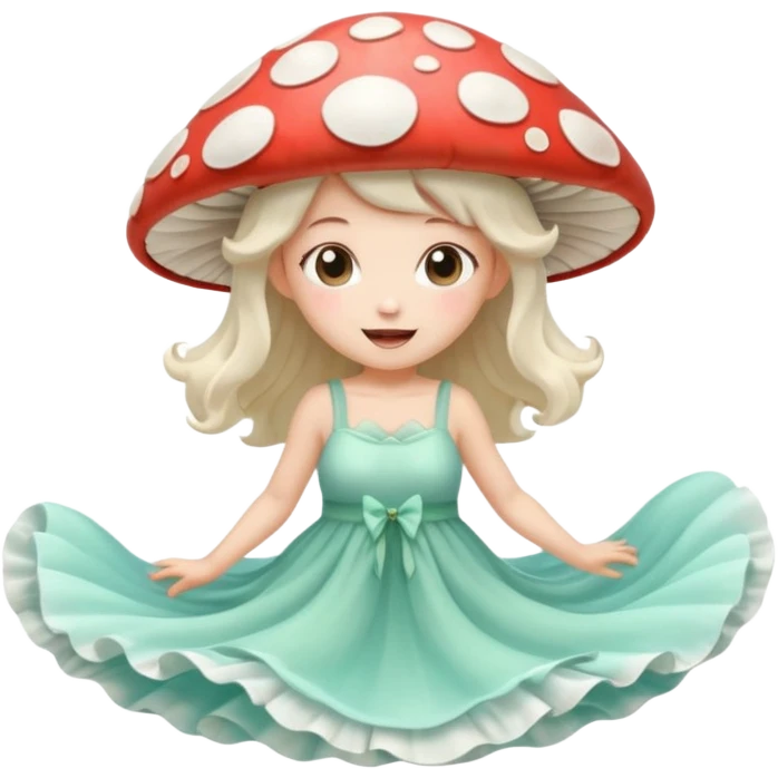 Kawaii, cottagecore, mushroom, fairy, emotions, wave emoji