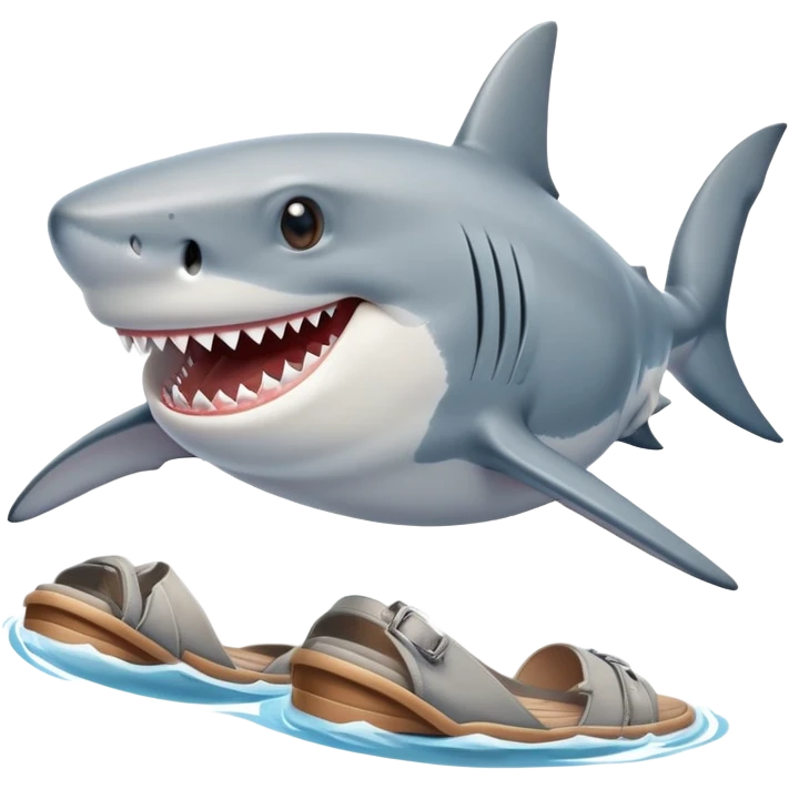 smiling shark with shoes emoji