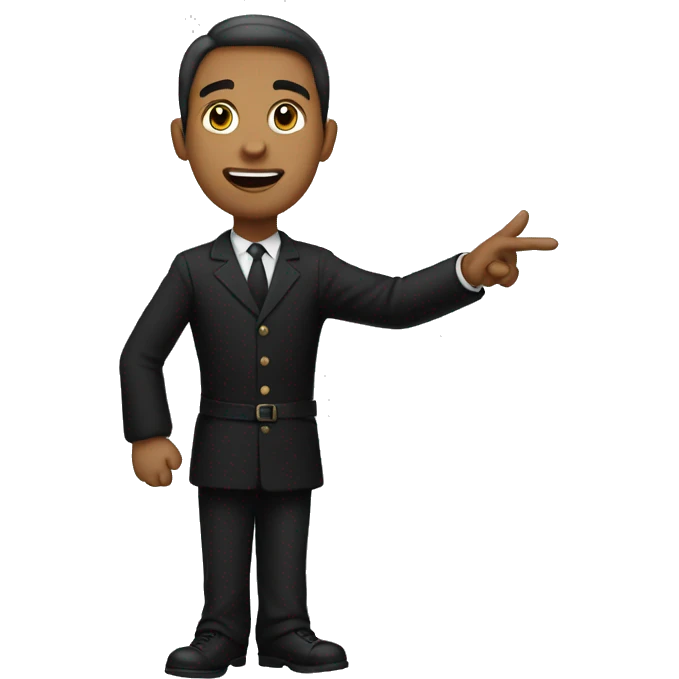 A man wearing black dress pointing his hand towards right  emoji