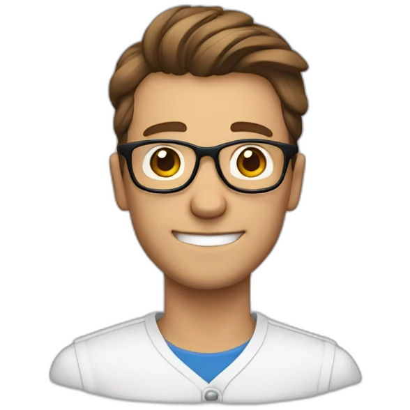 Mann , braune Haare und Brille mit einem Staubwedel emoji