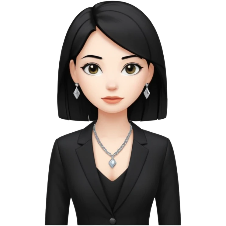 👩🏻‍⚖️ i need an image like this for a political analays with black hair and blck open necked suit emoji