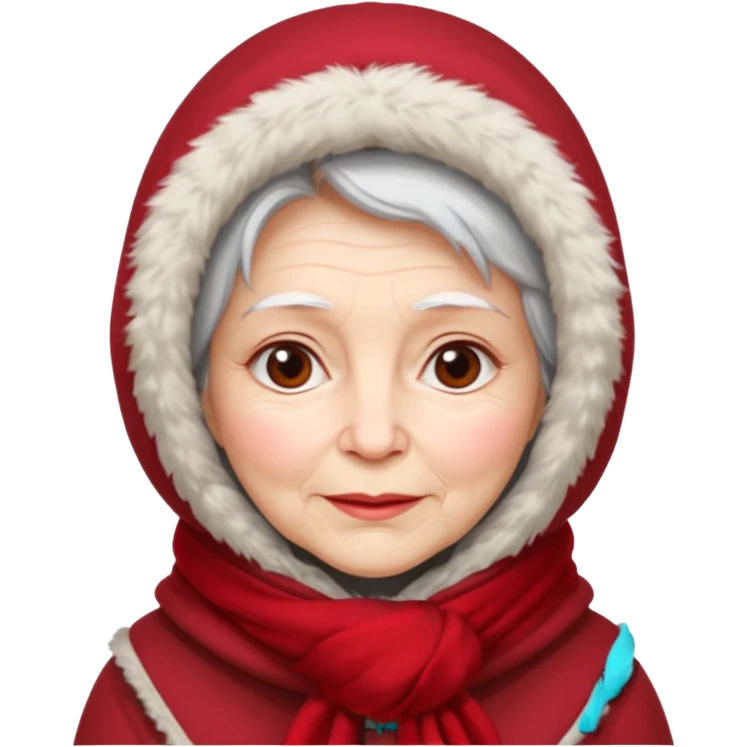 old woman in winter outfit emoji
