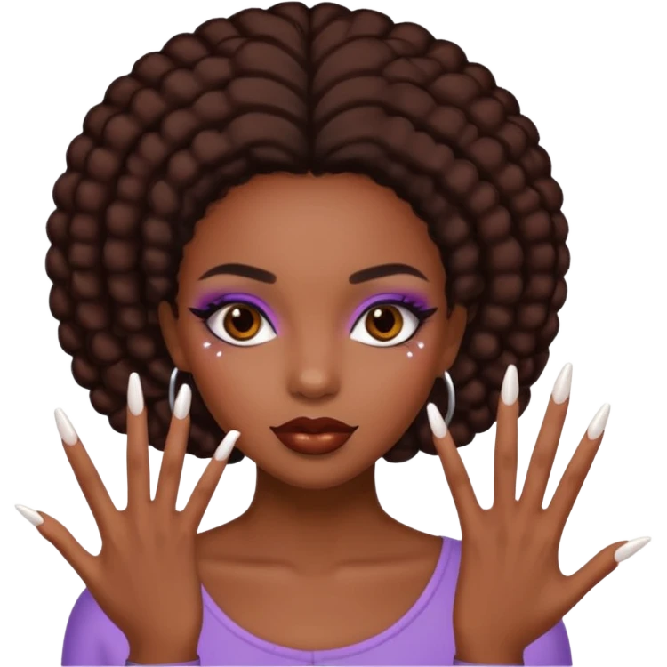 face girl with nails and cute make up black girl emoji