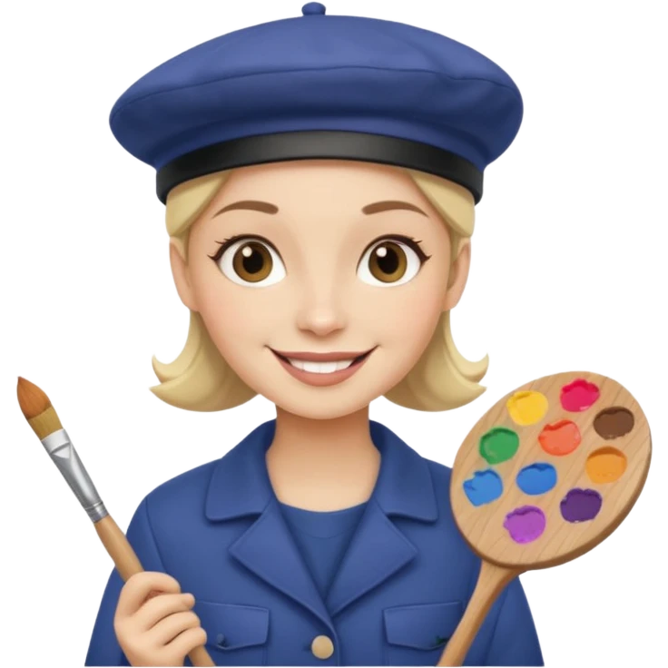 artist emoji, beret, paintbrush, palette emoji