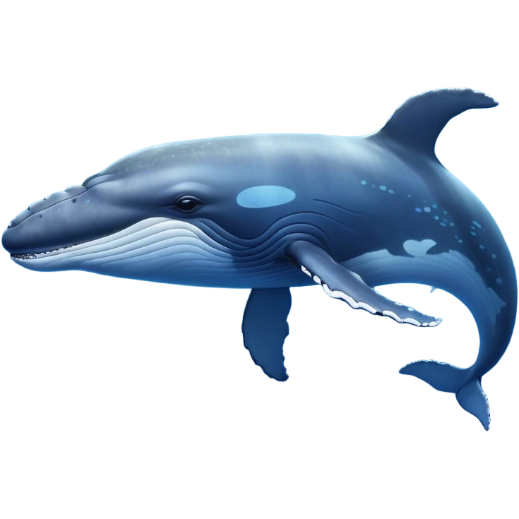 Cinematic Noble Humpback Whale Portrait Emoji, Poised and grand, with an enormous, barnacle-speckled blue-gray body, soulful, wise eyes, and a deeply serene presence, Simplified yet sharp and sophisticated features, highly detailed, glowing with a soft oceanic radiance, high shine, intelligent and powerful, stylized with an air of deep-sea mystery, focused and regal, soft glowing outline, capturing the essence of a legendary giant of the ocean that appears ready to glide majestically through the waves with effortless grace! emoji