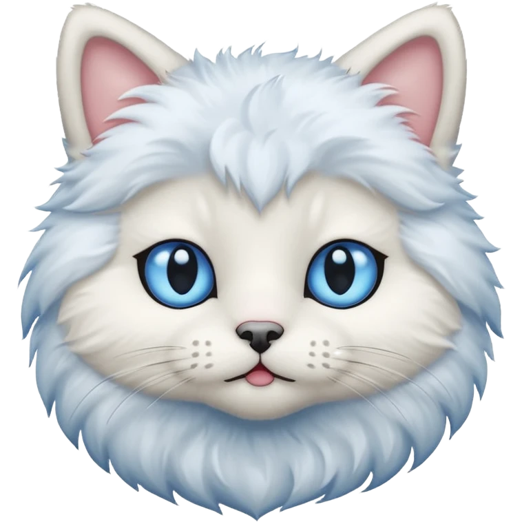 White teddy cat with blue eyes emoji