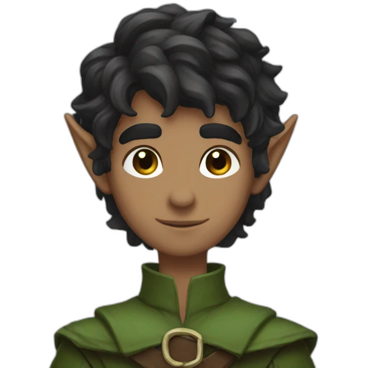 dark choppy hair introvert elf ranger attractive male emoji