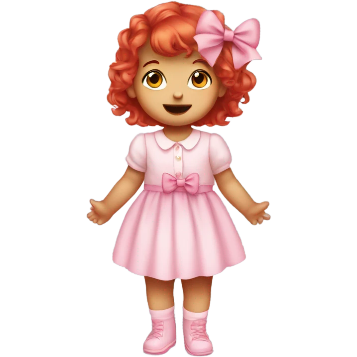 cute baby girl with pink bow and red hair emoji
