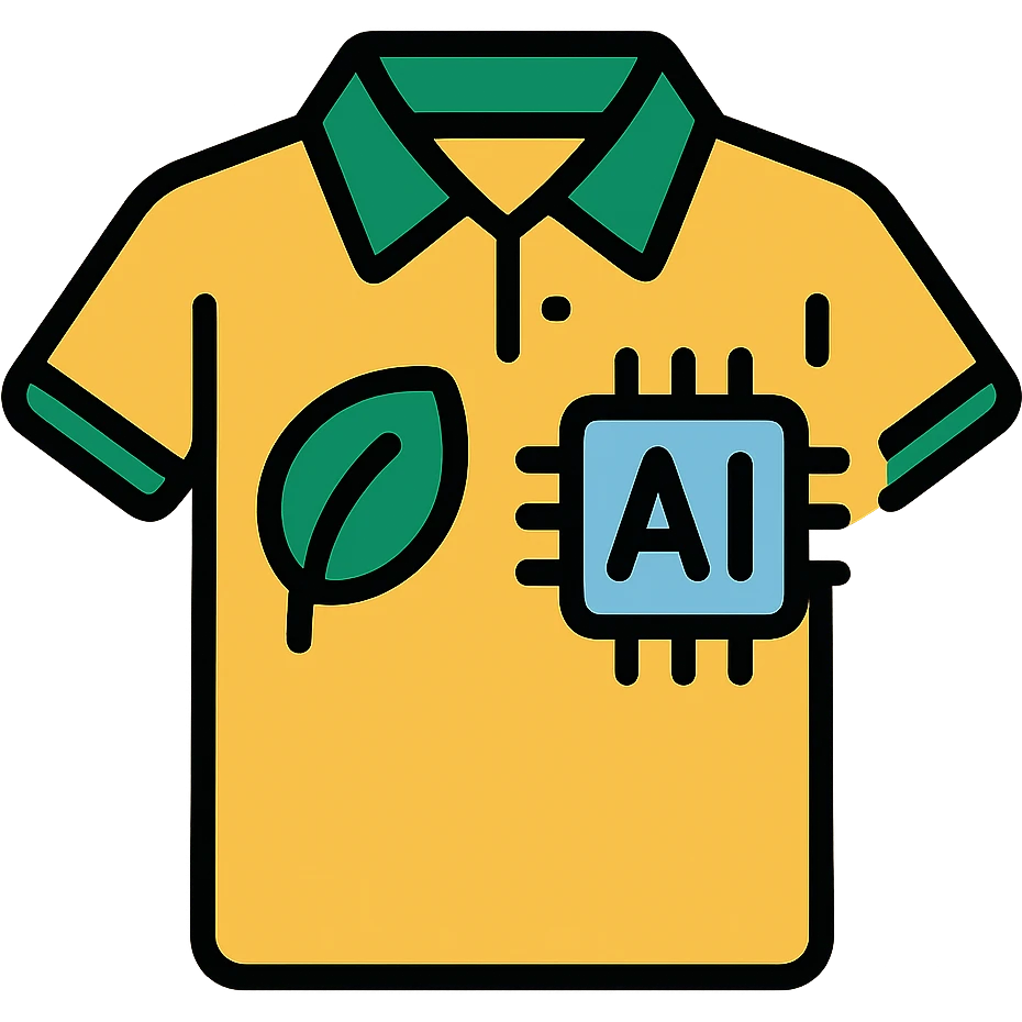 eco-friendly polo shirt with AI details, clean lineal color icon with black outlines emoji