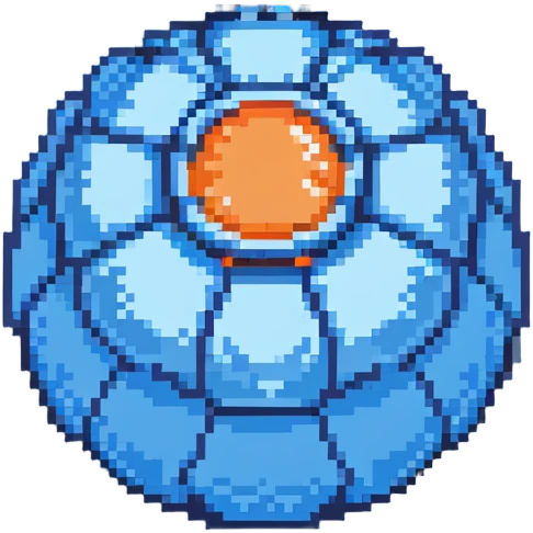 Blue digital bomb, round bomb body with blue highlights and details, no timer, sleek design, pixel art style emoji