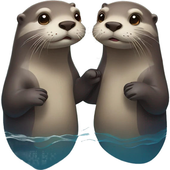 otters holding hands swimming  emoji