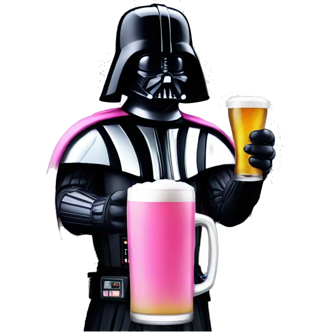 pink Darth vader drinking beer emoji