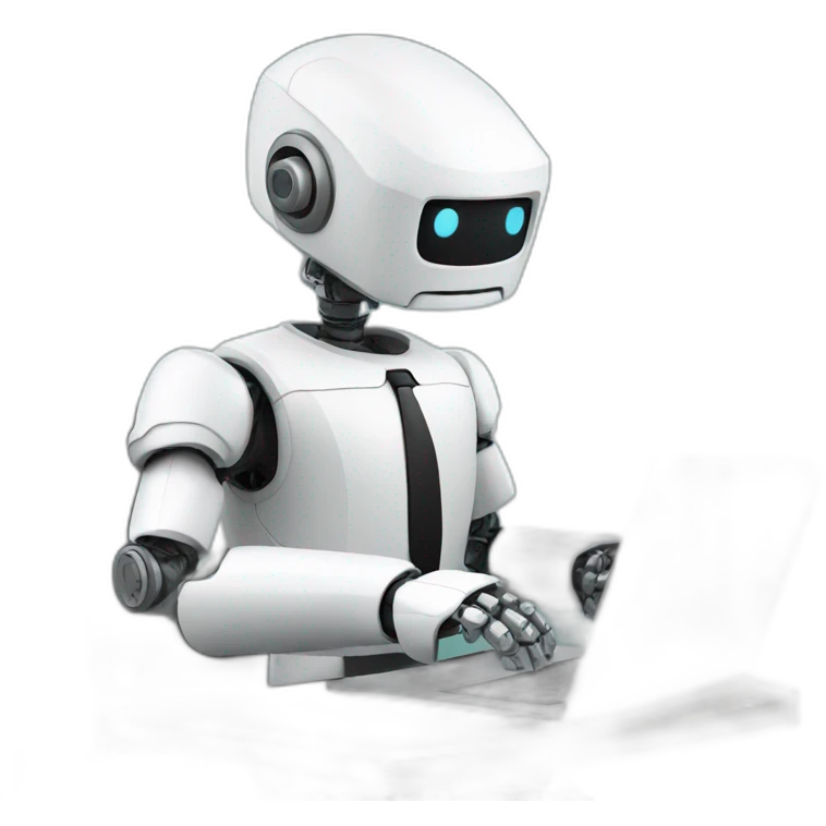 robot in a suit using a laptop emoji
