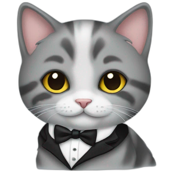 a kitten smiling wearing a tuxedo emoji