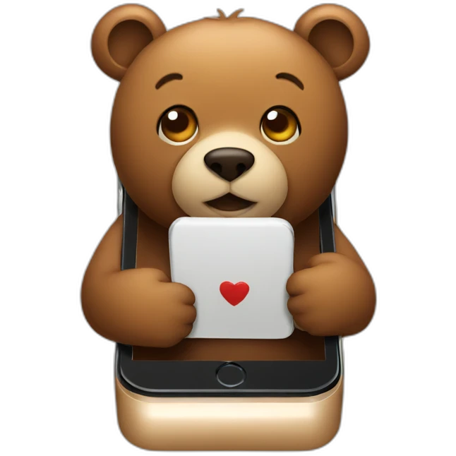 Bear on a smartphone emoji