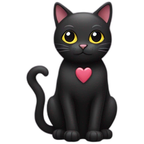 Black cat with hearts instead of eyes emoji