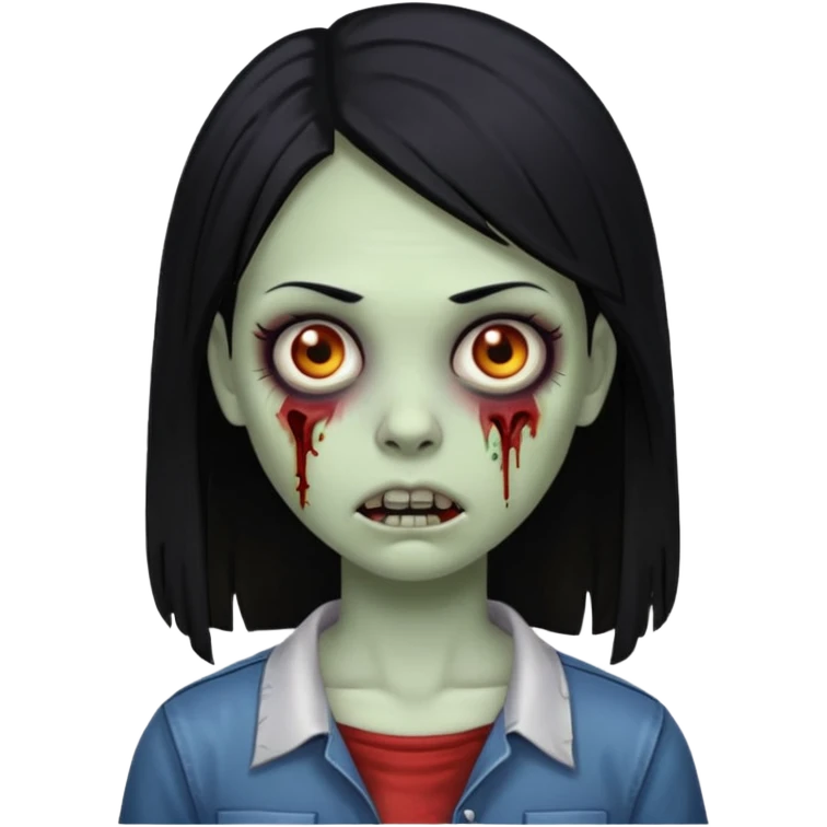 Zombie girl ios 18 with black straight hair emoji