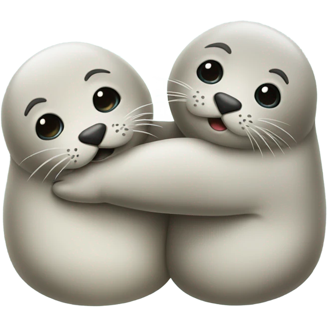 two seals in love hugging emoji