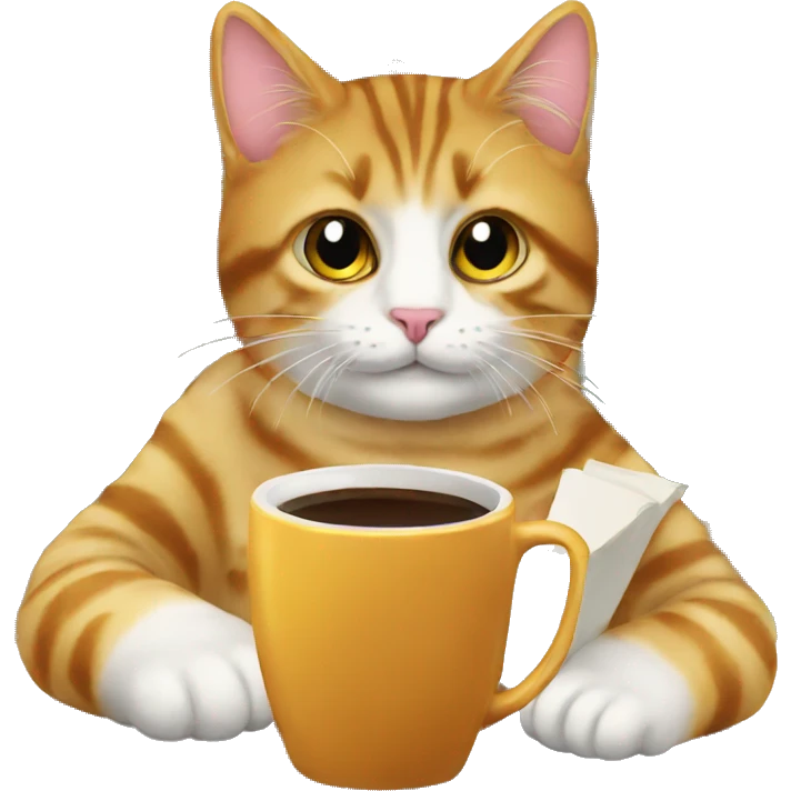 books, coffee, cat  emoji