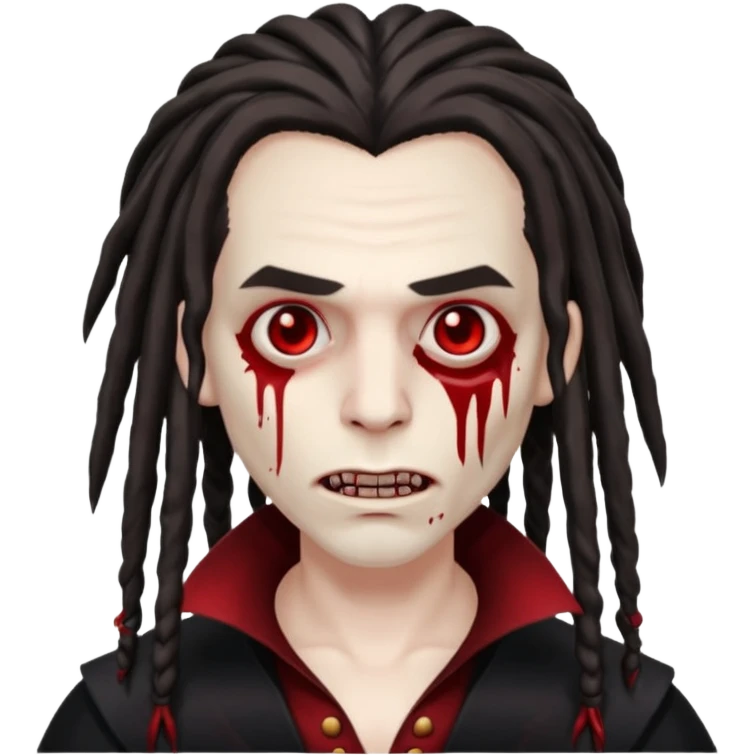 Blood face vampire with dreads holding a skin 47 emoji