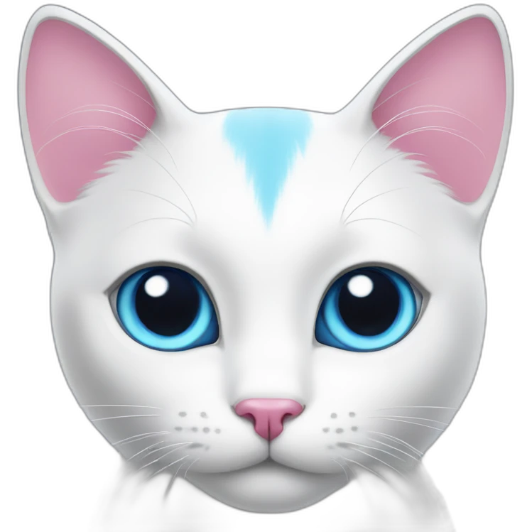 White cat with pink ears and blue eyes emoji