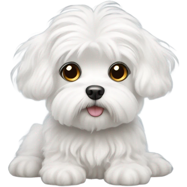 Little white Maltese dog with curly hair and puppy eyes emoji