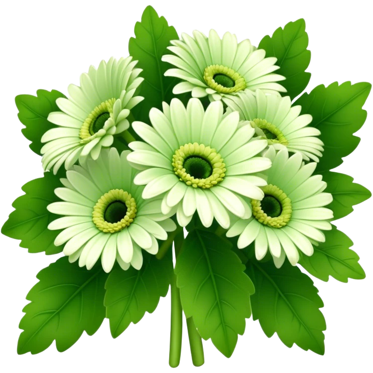 bouquet Soft Green Gerbera Daisy, luxuriant, leaf, bud emoji