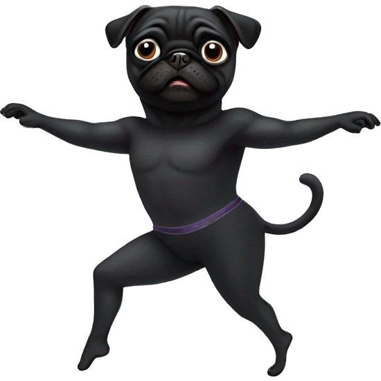 Male Black pug dancing ballet no tutu  emoji
