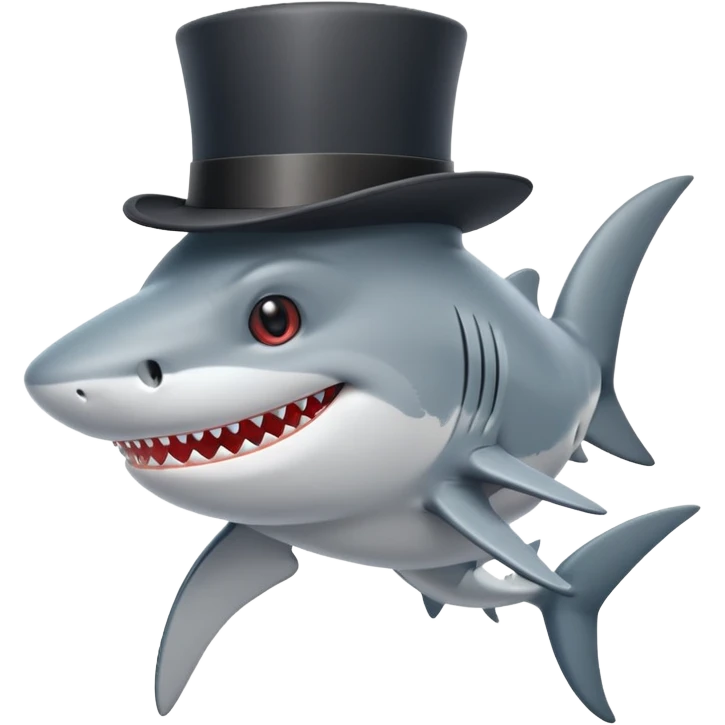 Shark with a top hat emoji
