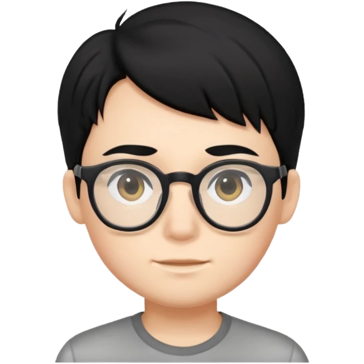 boy with black hair glasses and white face emoji