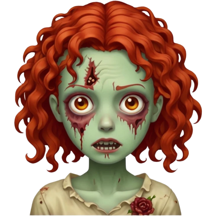 girl zombie with curly red hair  emoji