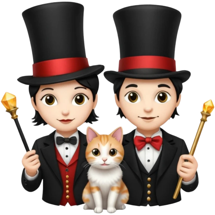 magician couple and their pet cat emoji