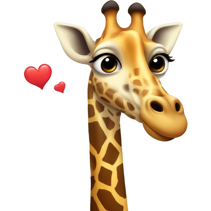 Love-struck giraffe blowing a kiss with heart-shaped in eyes. emoji
