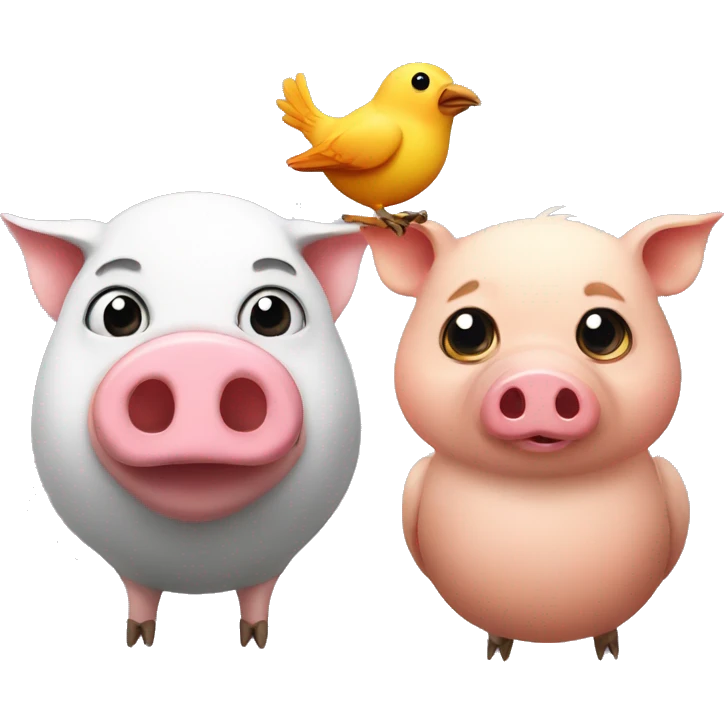 A pig and a bird emoji