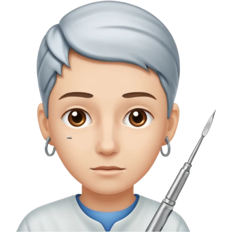 bisturi ao lado de uma orelha emoji