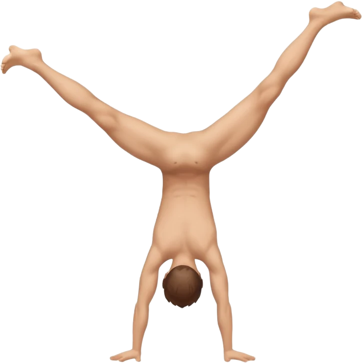 Fully body naked nude male with brown hair  cartwheel backwards just butt cheek showing emoji